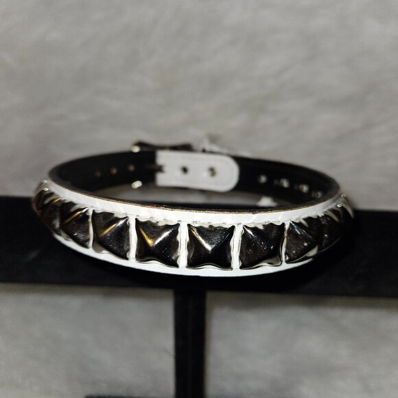 NEW White faux leather Chocker with Studs Punk EDC RAVE - Picture 1 of 15